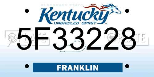 5F33228 Kentucky License Plate