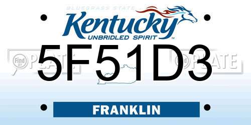 5F51D3 Kentucky License Plate
