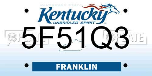 5F51Q3 Kentucky License Plate