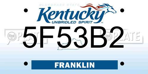 5F53B2 Kentucky License Plate
