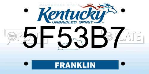 5F53B7 Kentucky License Plate