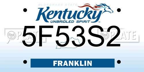 5F53S2 Kentucky License Plate