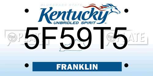 5F59T5 Kentucky License Plate