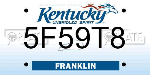 5F59T8 Kentucky License Plate