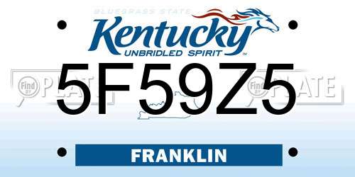 5F59Z5 Kentucky License Plate