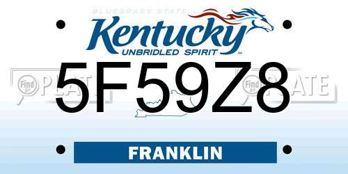 5F59Z8 Kentucky License Plate