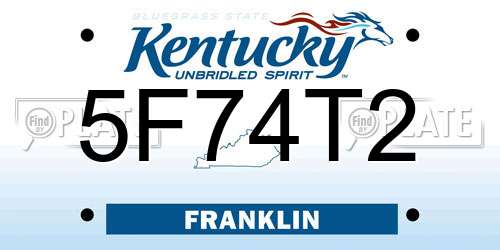 5F74T2 Kentucky License Plate