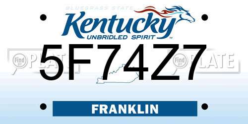 5F74Z7 Kentucky License Plate