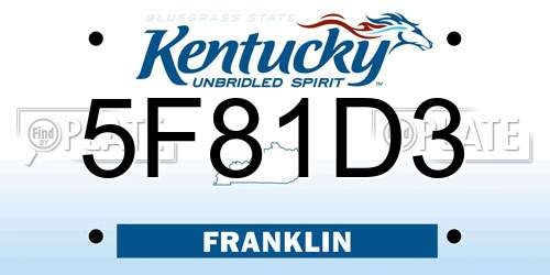 5F81D3 Kentucky License Plate