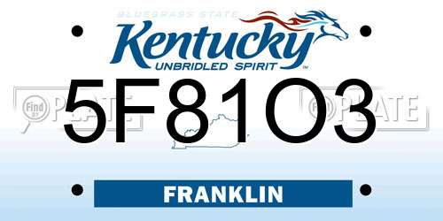 5F81O3 Kentucky License Plate