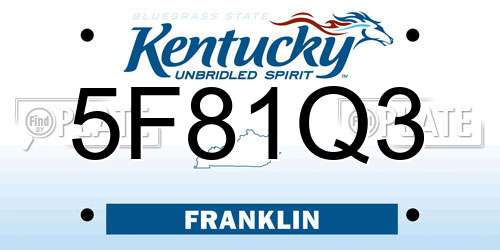 5F81Q3 Kentucky License Plate