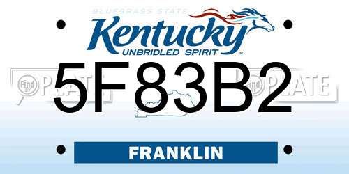 5F83B2 Kentucky License Plate