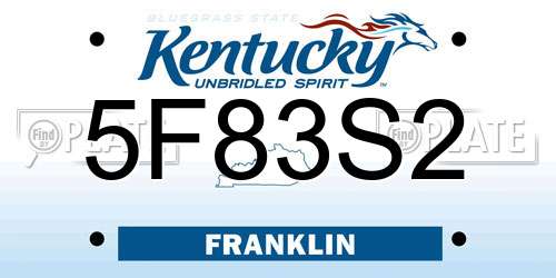 5F83S2 Kentucky License Plate