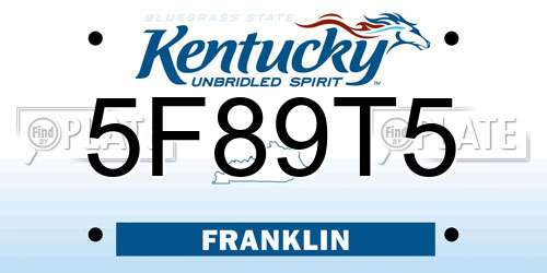 5F89T5 Kentucky License Plate