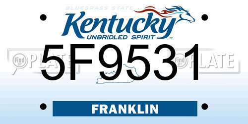 5F9531 Kentucky License Plate
