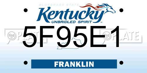 5F95E1 Kentucky License Plate