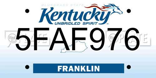 5FAF976 Kentucky License Plate