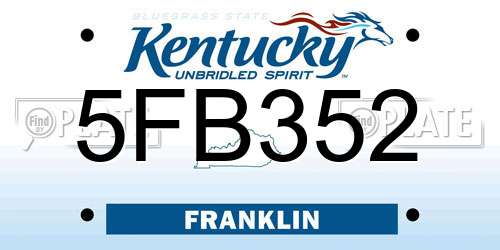 5FB352 Kentucky License Plate