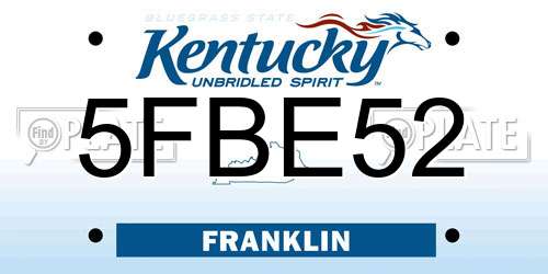 5FBE52 Kentucky License Plate