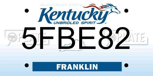 5FBE82 Kentucky License Plate