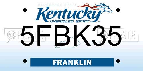 5FBK35 Kentucky License Plate