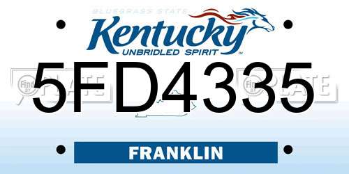 5FD4335 Kentucky License Plate