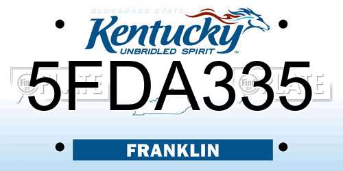 5FDA335 Kentucky License Plate