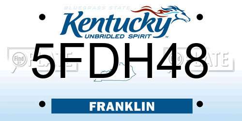 5FDH48 Kentucky License Plate