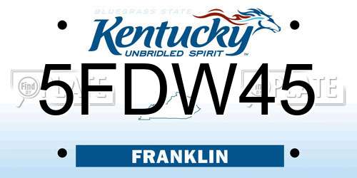 5FDW45 Kentucky License Plate