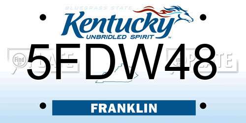 5FDW48 Kentucky License Plate