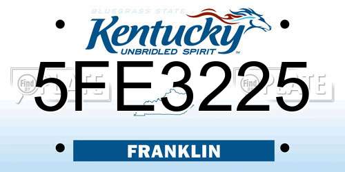 5FE3225 Kentucky License Plate