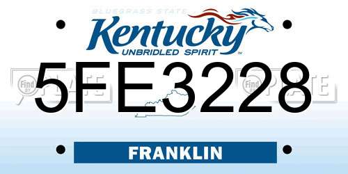 5FE3228 Kentucky License Plate