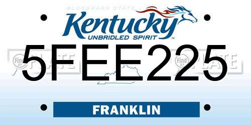 5FEE225 Kentucky License Plate