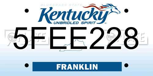 5FEE228 Kentucky License Plate