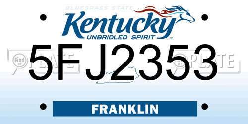 5FJ2353 Kentucky License Plate