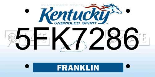 5FK7286 Kentucky License Plate