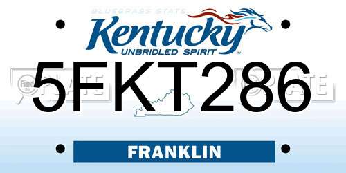 5FKT286 Kentucky License Plate