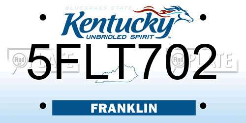 5FLT702 Kentucky License Plate