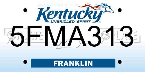 5FMA313 Kentucky License Plate