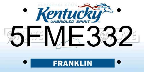 5FME332 Kentucky License Plate