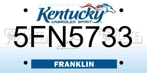 5FN5733 Kentucky License Plate