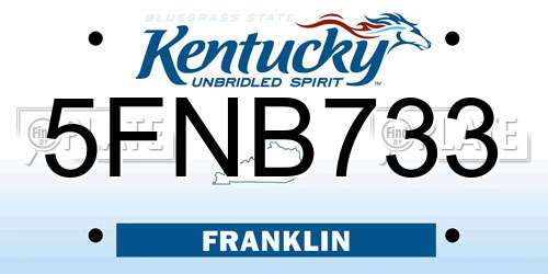 5FNB733 Kentucky License Plate