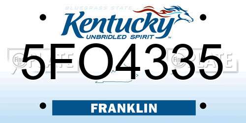 5FO4335 Kentucky License Plate