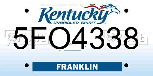 5FO4338 Kentucky License Plate