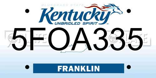 5FOA335 Kentucky License Plate