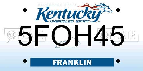 5FOH45 Kentucky License Plate