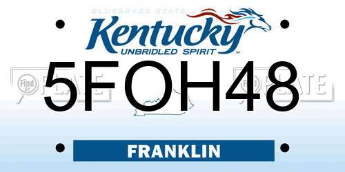 5FOH48 Kentucky License Plate