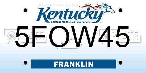 5FOW45 Kentucky License Plate