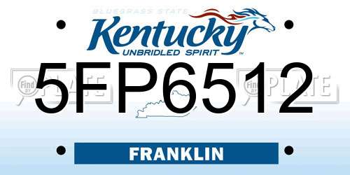 5FP6512 Kentucky License Plate