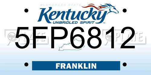 5FP6812 Kentucky License Plate